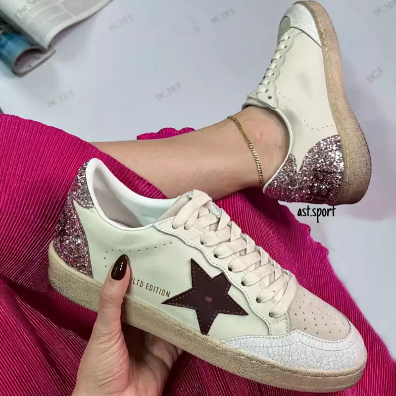 گلدن گوس بال استار | Golden Goose Ball Star White Burgundy