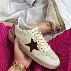 گلدن گوس بال استار | Golden Goose Ball Star White Burgundy